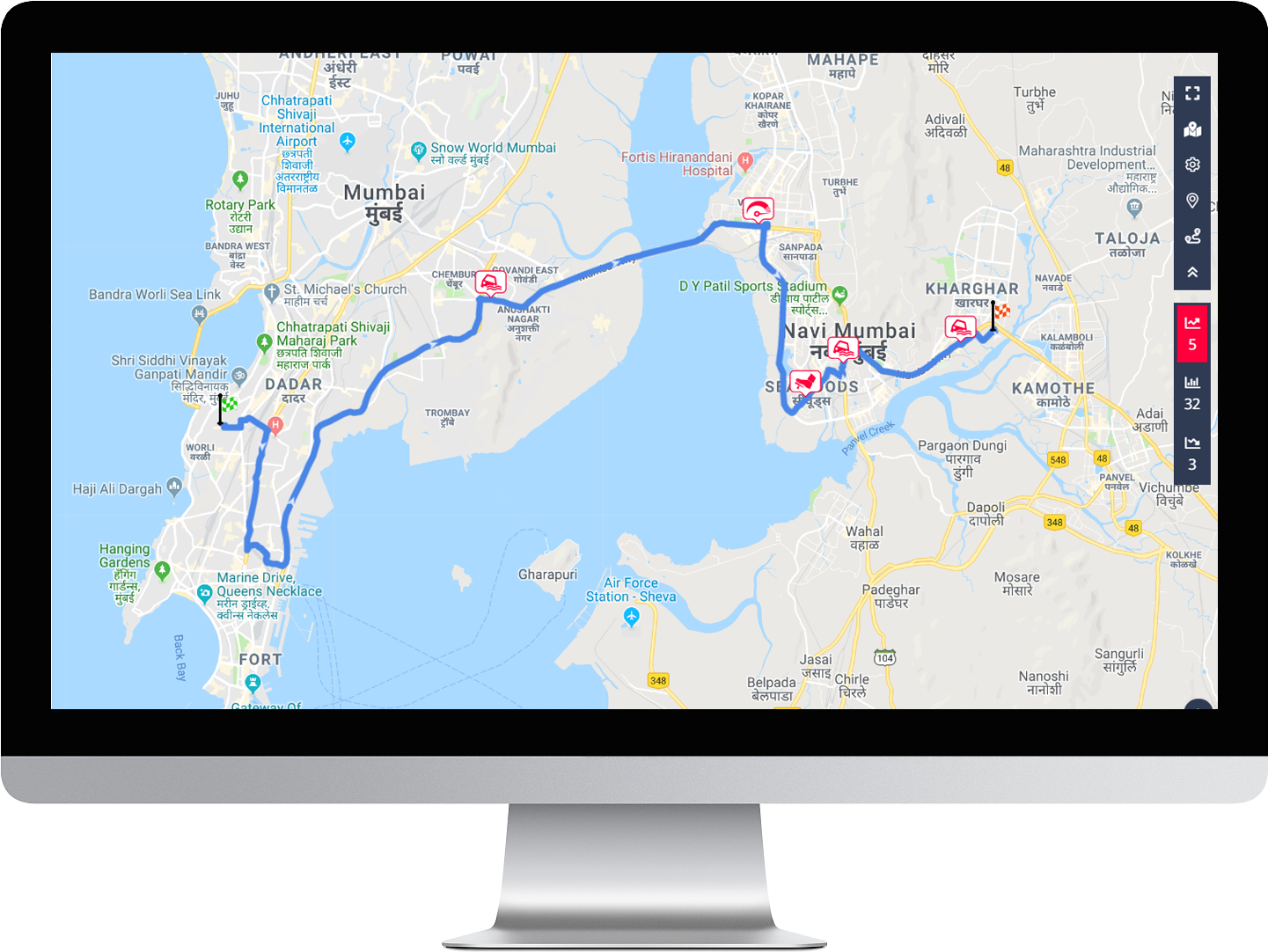 fleetly tracking route map